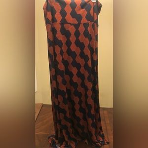 LulaRoe Maxi skirt, size large, navy and orange striped